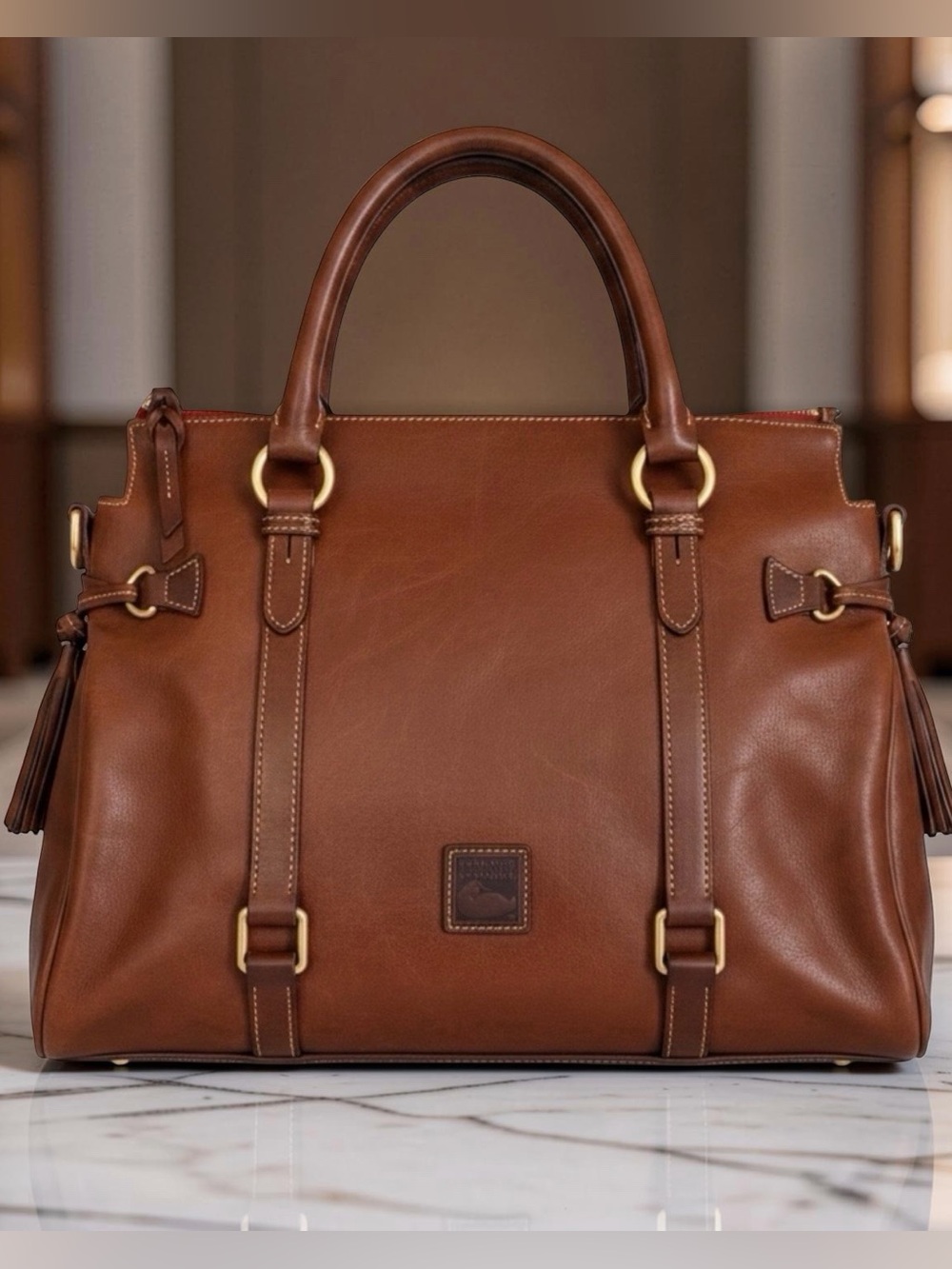 Dooney & Bourke Chestnut Florentine Braided Tassel Satchel